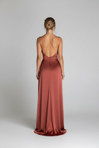 The Elegant Satin Asymmetrical Slit Gown