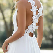 Elegant Lace-Infused Backless Gown