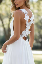 Elegant Lace-Infused Backless Gown