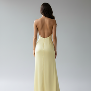 The Elegant Satin Asymmetrical Slit Gown