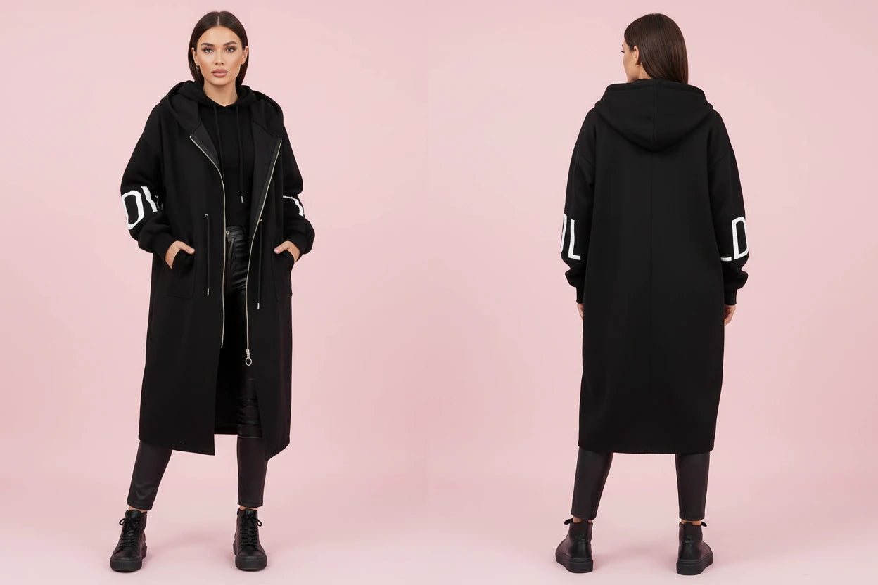The Elegant Long Windbreaker with Utility Pockets