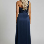 The Elegant Satin Asymmetrical Slit Gown
