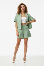 Elegant American Linen Short-Sleeve Blazer
