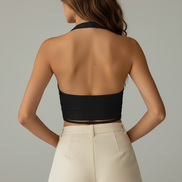 Exposed Umbilicus Halter-neck Short Vest