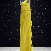 The Elegant One-Shoulder Polyester Slit Gown