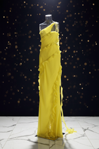 The Elegant One-Shoulder Polyester Slit Gown