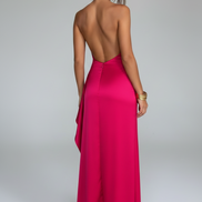 The Elegant Satin Asymmetrical Slit Gown