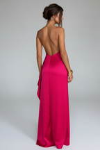 The Elegant Satin Asymmetrical Slit Gown