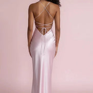 The Elegant Monochrome Satin Sling Dress