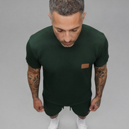 The Athletic Workout 2-Piece T-Shirt and Shorts Outfit with Pockets in Blackish Green