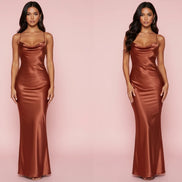 The Elegant Monochrome Satin Sling Dress