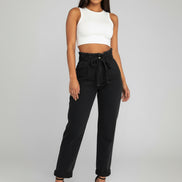 Elegant High-Waisted Floral Denim Trousers
