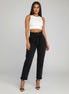 Elegant High-Waisted Floral Denim Trousers