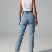 Elegant High-Waisted Floral Denim Trousers