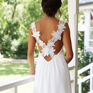 Elegant Lace-Infused Backless Gown