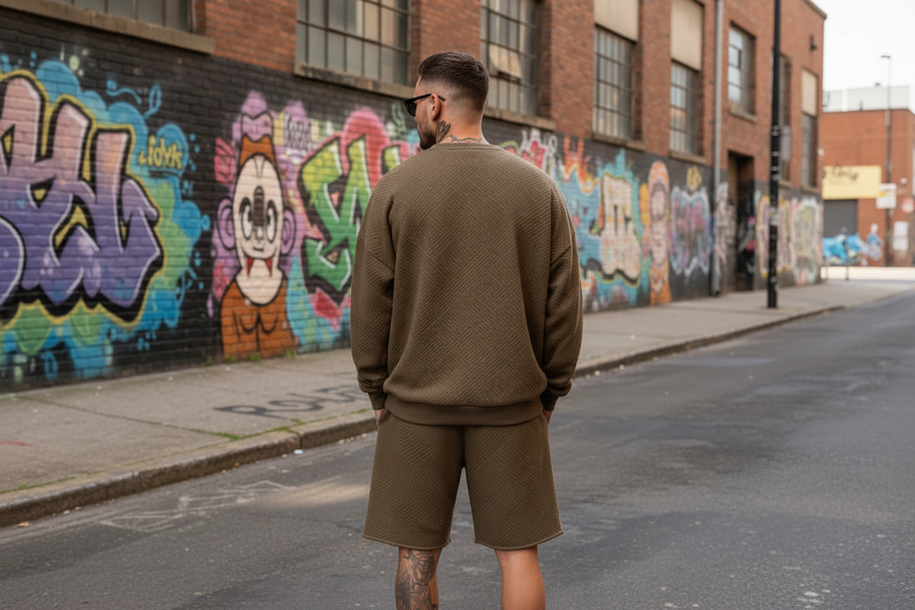 The Elegant Waffle-Knit Geometric Textured Lounge Set