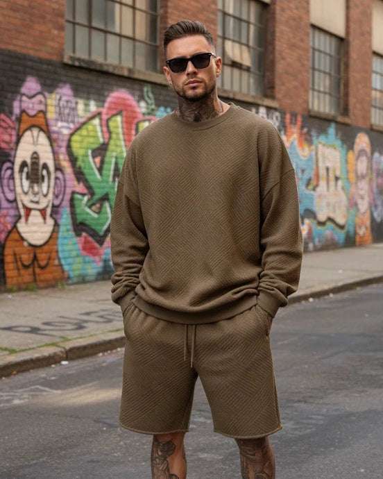 The Elegant Waffle-Knit Geometric Textured Lounge Set