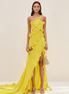 The Elegant One-Shoulder Polyester Slit Gown
