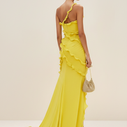 The Elegant One-Shoulder Polyester Slit Gown