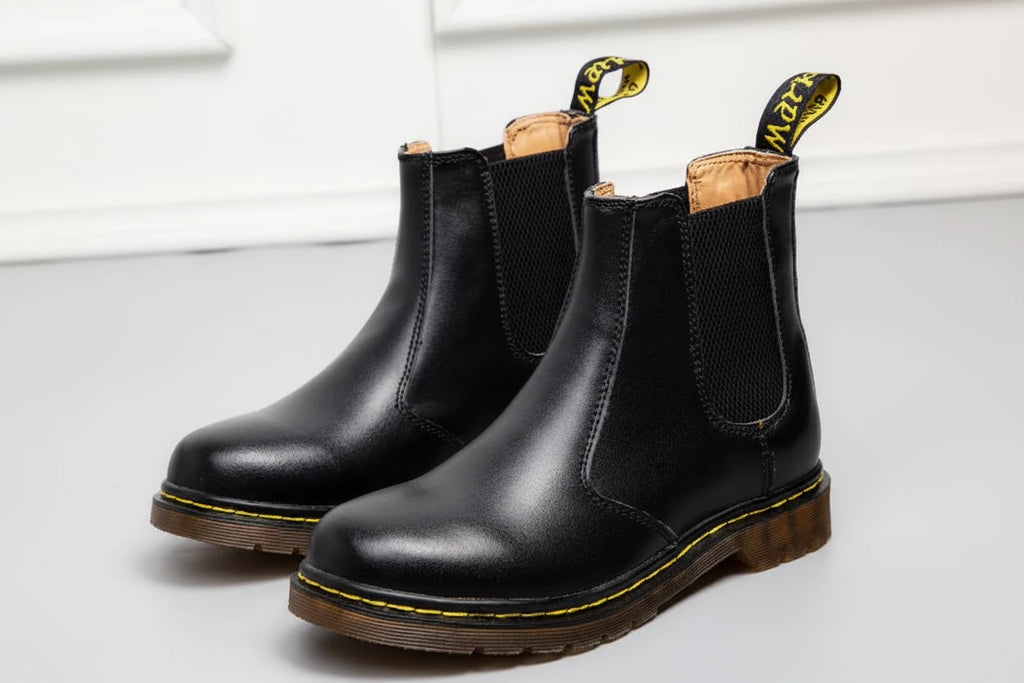 The Elegance Cowhide Thick-Heeled Boots