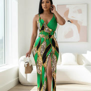 The Ladies' Spring/Summer Elegant V-Neck Daywear Dress