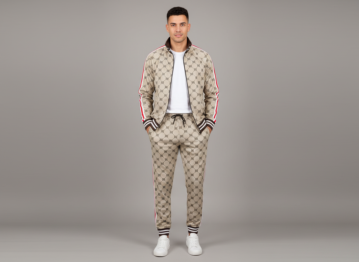 The Aeeleire Men's Plaid Tracksuit Set - Khaki