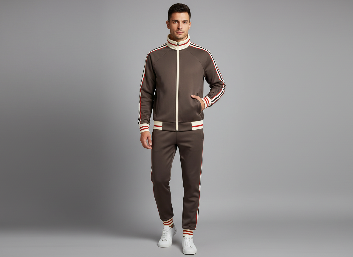 Men's Coffee Athletic Tracksuit Set