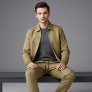 The Cotton Zip Jacquard Tracksuit for Men (One Set)