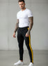 Striped Printed Slim Leg Black Denim Pants