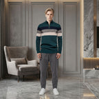 The V-Neck Long Sleeve Zip Pullover 2-green