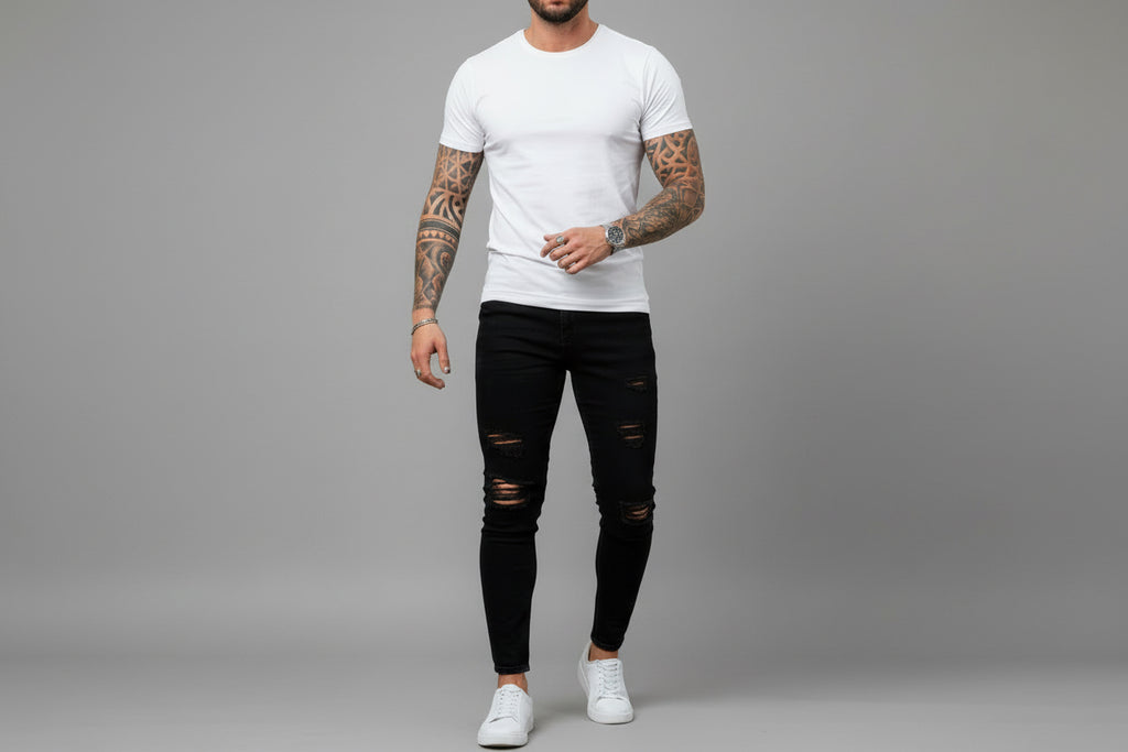 The GINGTTO Elastic Slim Ripped Jeans