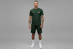 The Athletic Workout 2-Piece T-Shirt and Shorts Outfit with Pockets in Blackish Green