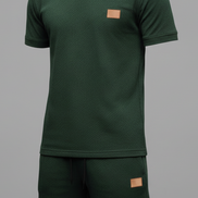 The Athletic Workout 2-Piece T-Shirt and Shorts Outfit with Pockets in Blackish Green