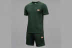 The Athletic Workout 2-Piece T-Shirt and Shorts Outfit with Pockets in Blackish Green