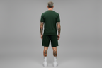 The Athletic Workout 2-Piece T-Shirt and Shorts Outfit with Pockets in Blackish Green
