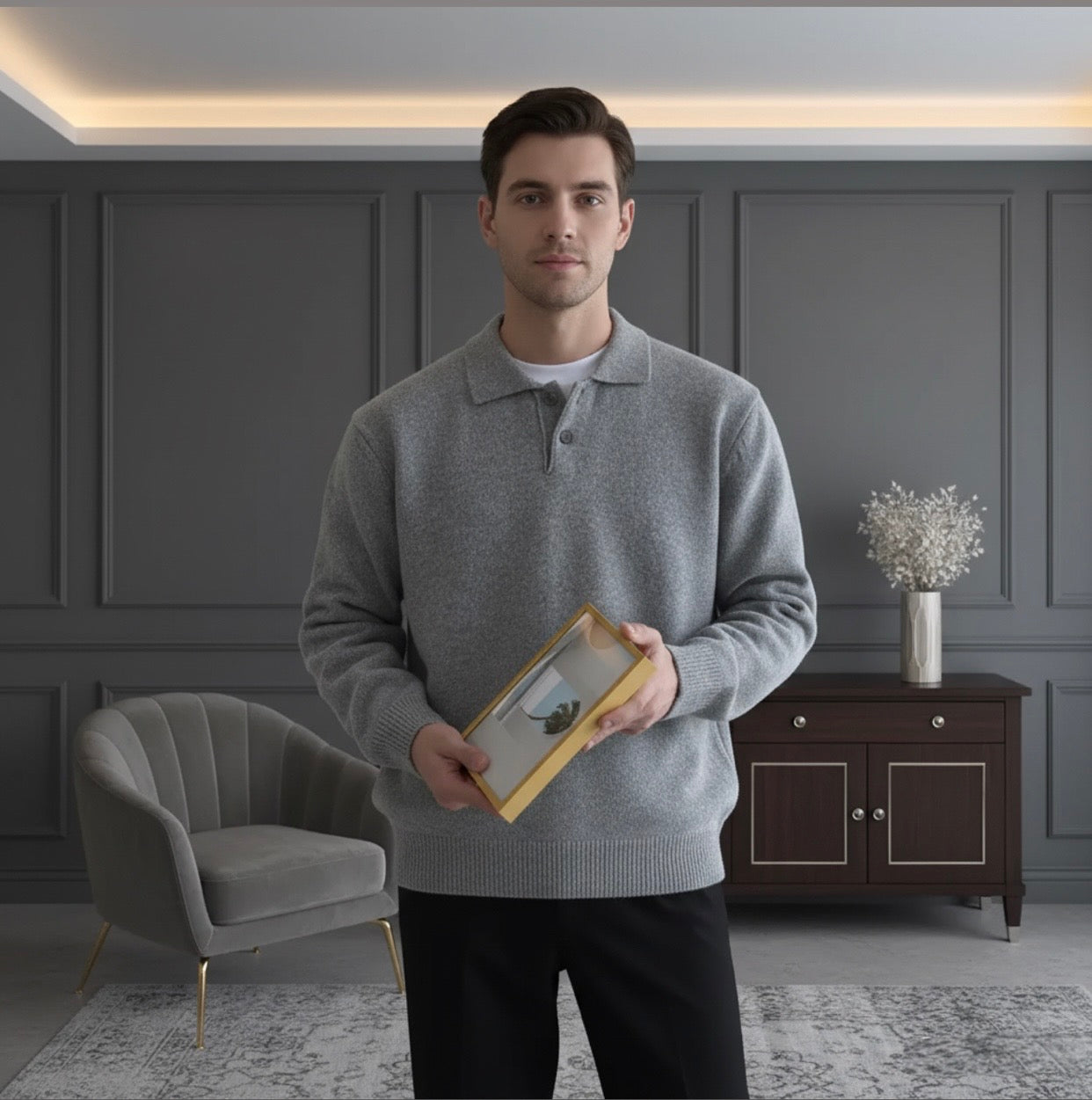 TheClassic Buttoned Polo Sweater