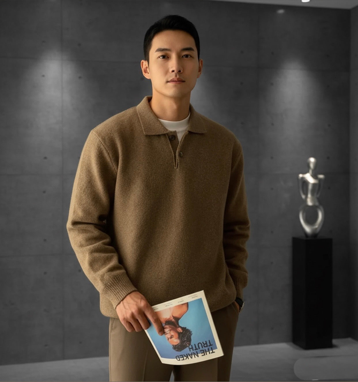 TheClassic Buttoned Polo Sweater