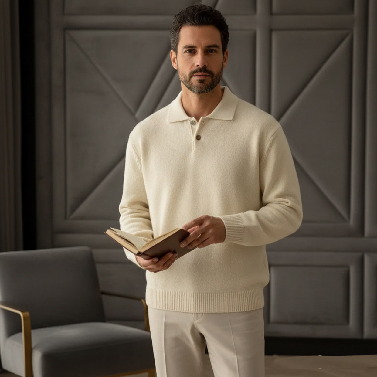 TheClassic Buttoned Polo Sweater