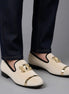 The Velvet Gold & Beige Buckle Loafers
