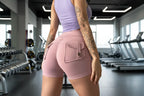 The Essence High-Waisted Yoga Shorts with Pockets - Pink XL