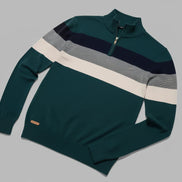 The V-Neck Long Sleeve Zip Pullover 2-green