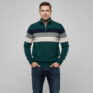 The V-Neck Long Sleeve Zip Pullover 2-green