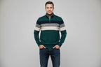 The V-Neck Long Sleeve Zip Pullover 2-green