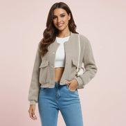 The Elegant Wool-Blend Cropped Bomber Jacket