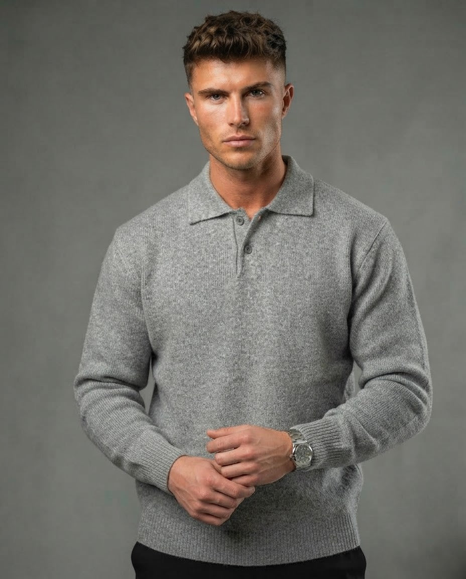 TheClassic Buttoned Polo Sweater