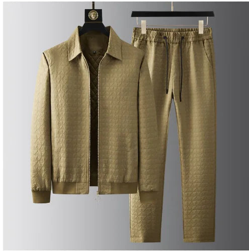 The Cotton Zip Jacquard Tracksuit for Men (One Set)