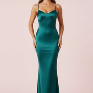 The Elegant Monochrome Satin Sling Dress