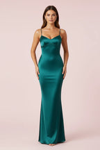 The Elegant Monochrome Satin Sling Dress