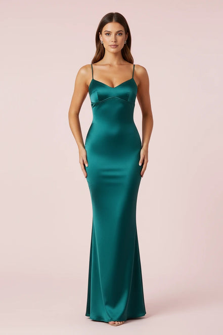 The Elegant Monochrome Satin Sling Dress