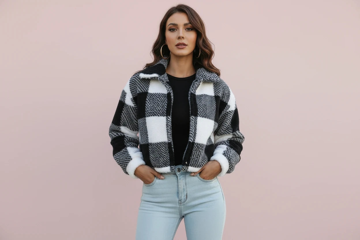 The Elegant Dual-Face Velvet Plaid Jacket